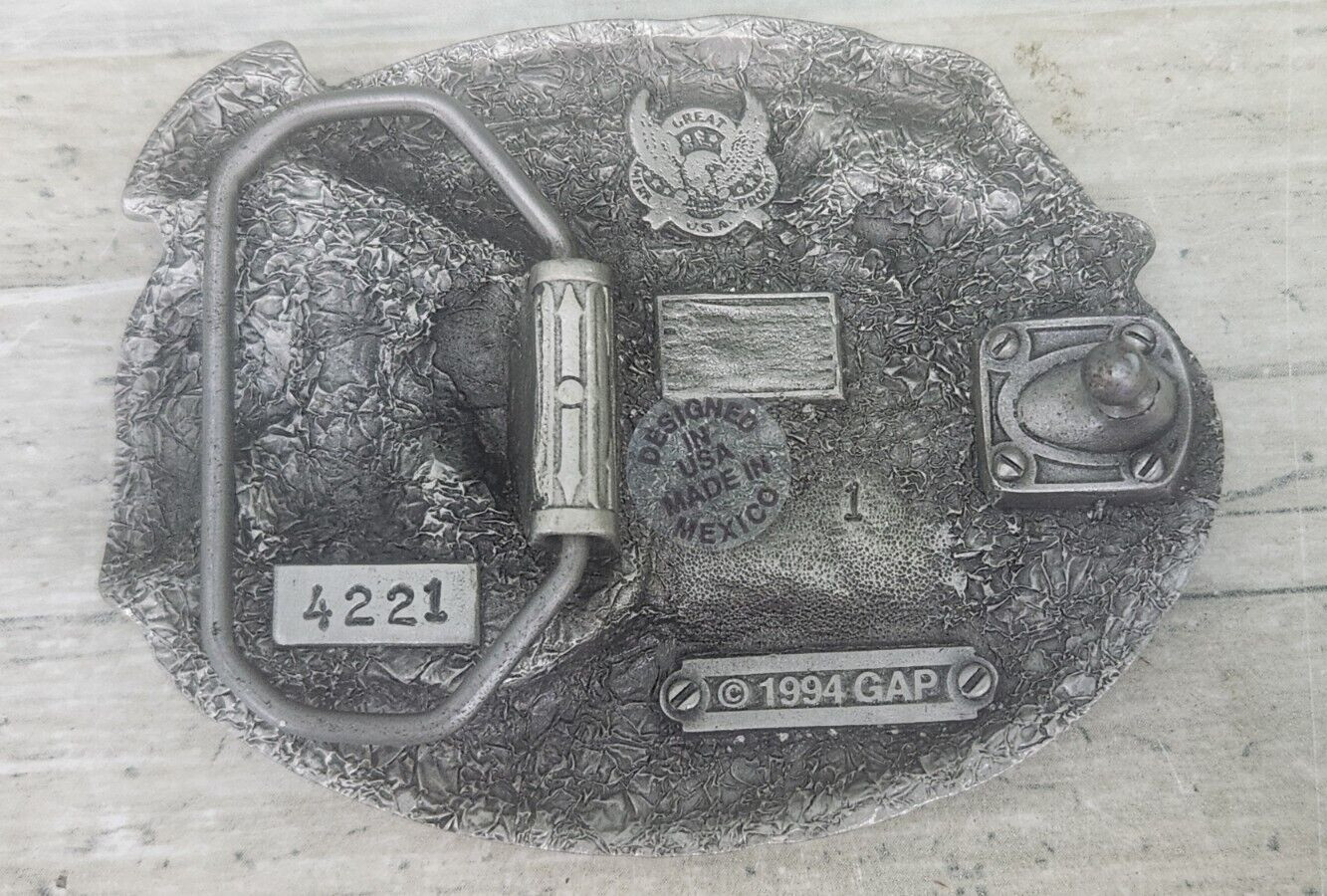 NEW Vintage 1994 US National Guard American Heroes Enameled Pewter Belt Buckle