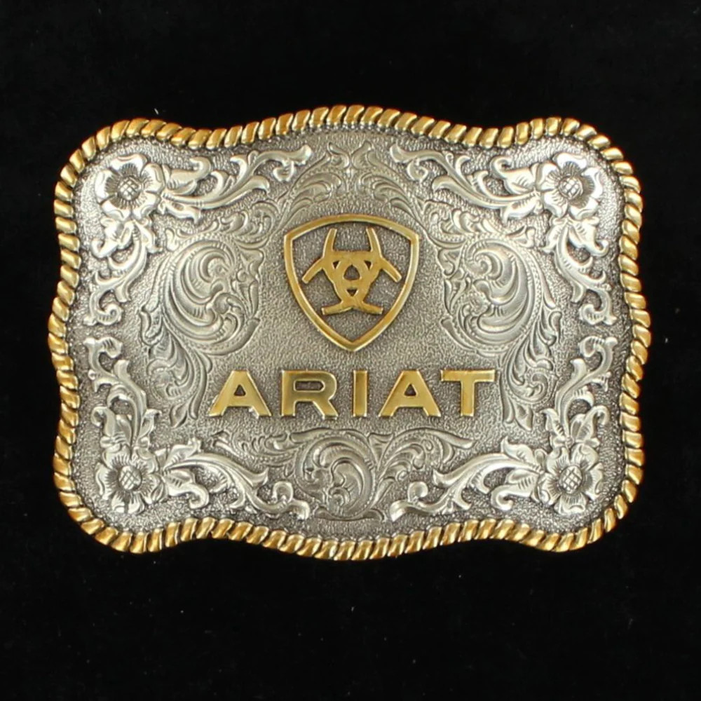 A37007 Ariat Antique Silver and Gold Oval Belt Buckle NEW