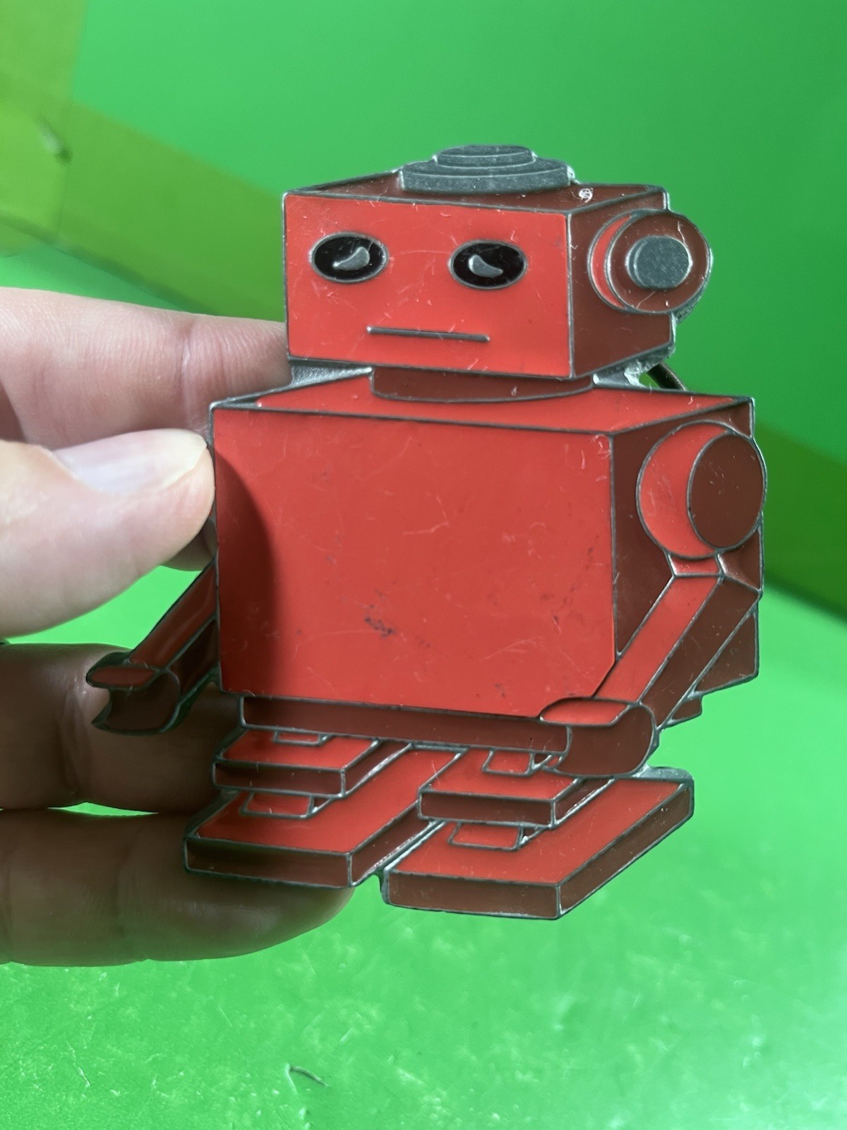DIECUT ROBOT ART Red PEWTER BELT BUCKLE 2008 Great American Products.