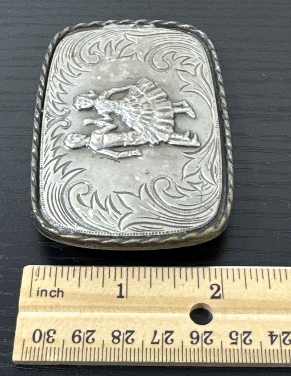 VTG 70s-80s Men&rsquo;s Women&rsquo;s Silver & Brass Tone Metal Dancing Couple Belt Buckle