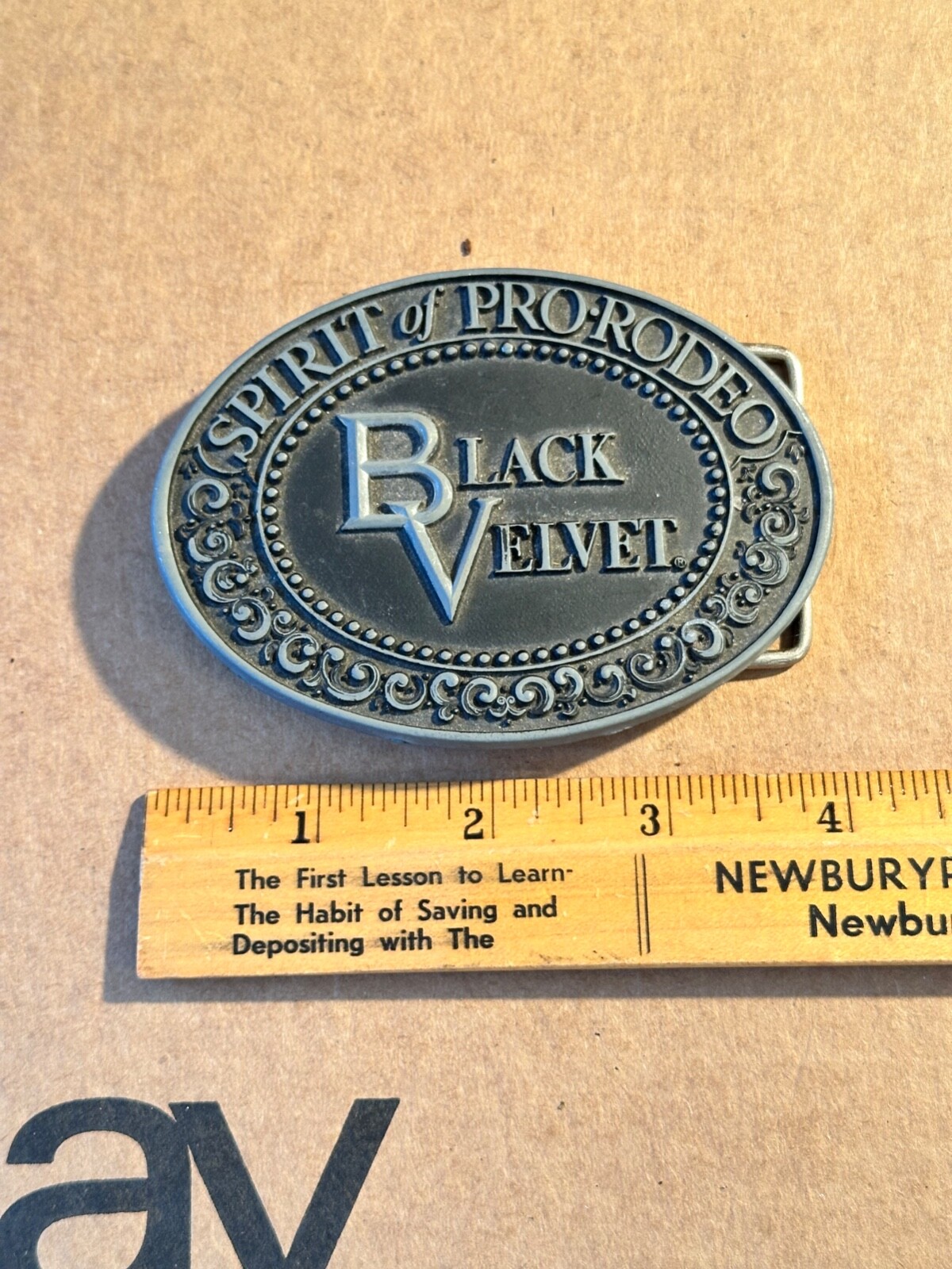Black Velvet Whiskey Promo Spirit of Pro Rodeo Large Size Belt Buckle Vintage