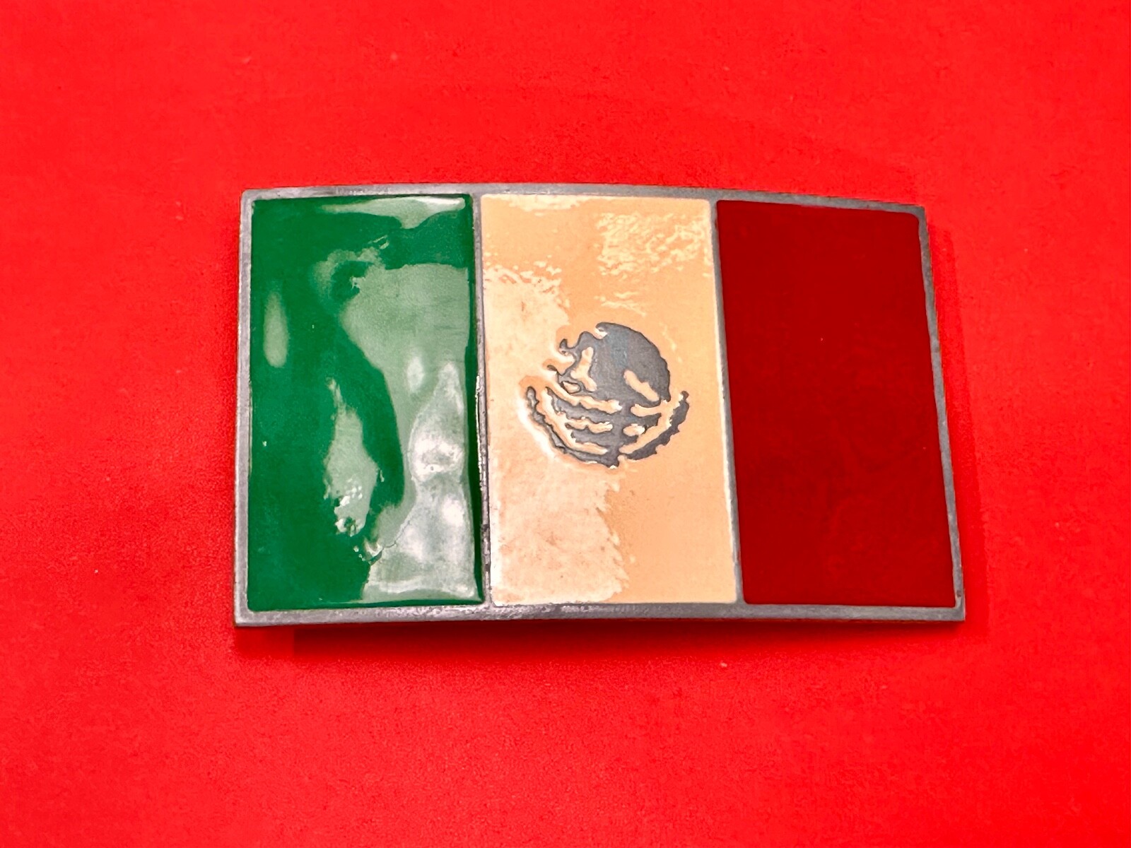 Mexico Flag Patriotic Belt Buckle Western Cowboy Eagle Country Emblem
