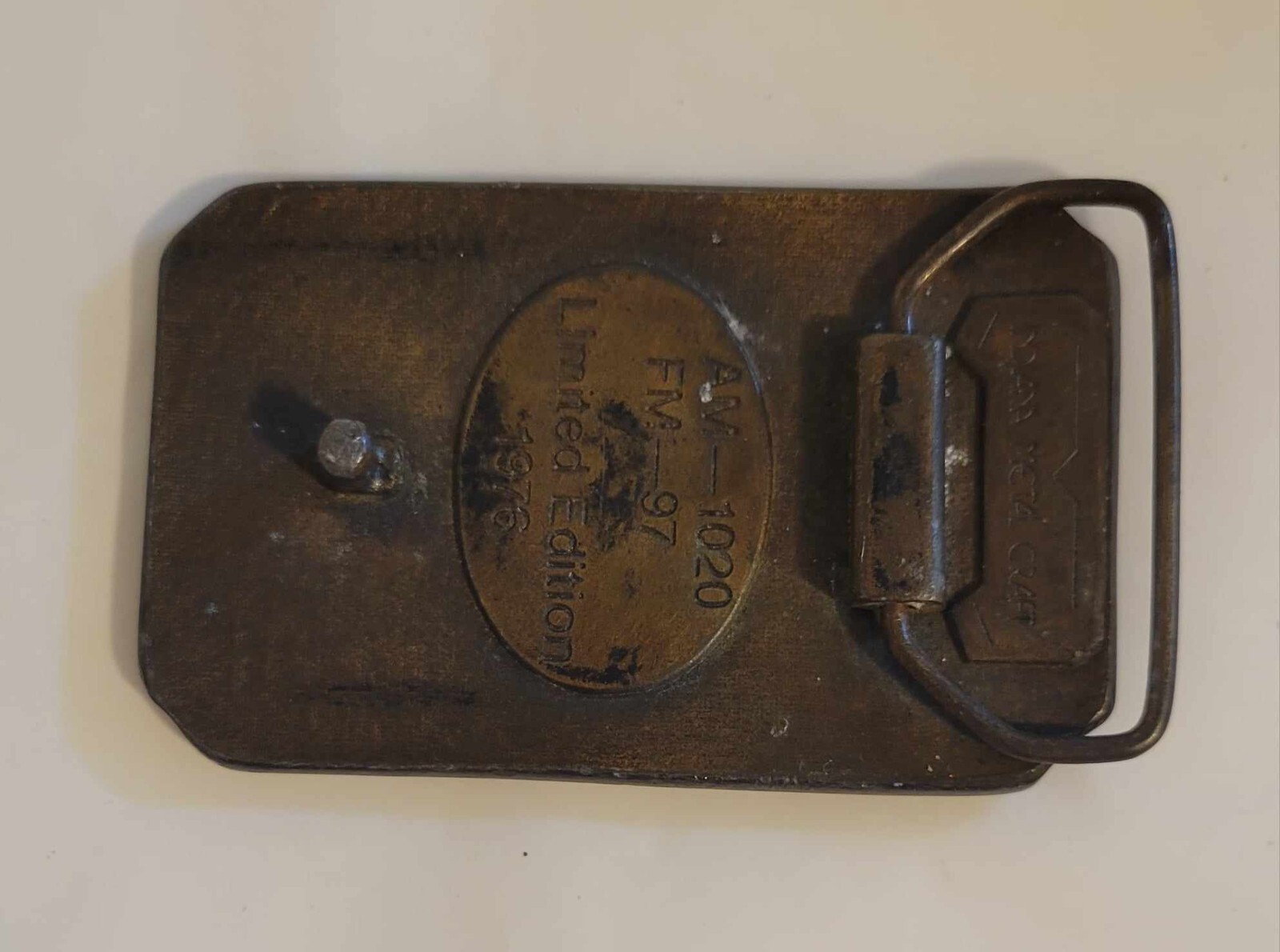 Vintage 1976 K G B S Radio Station Brass Buckle AM-1020 FM-97 Limited Edition