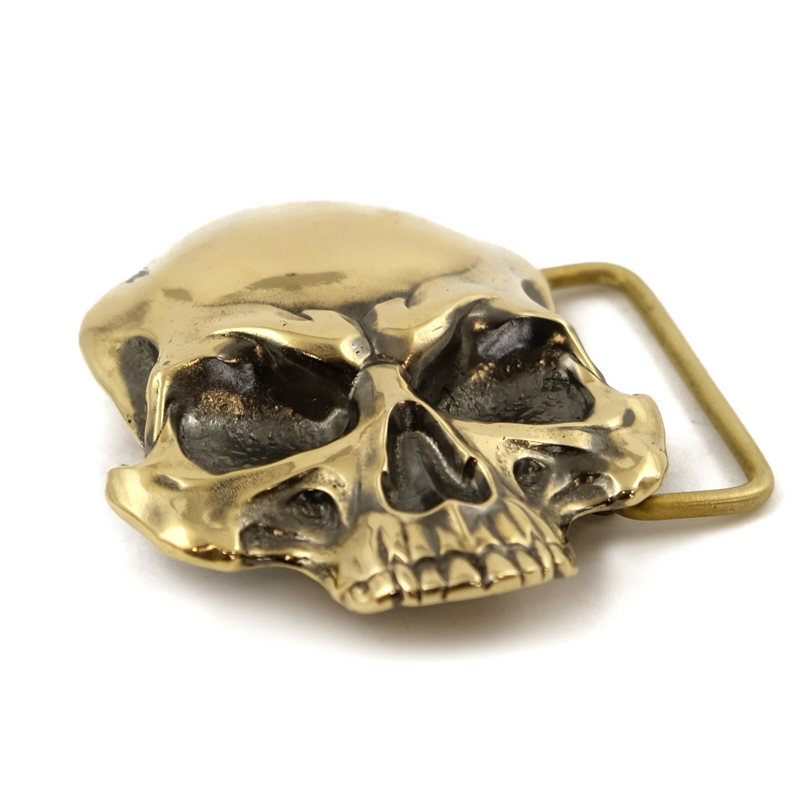 Skull belt buckle, Human skull solid brass buckle, Jolly Roger brass belt buckle