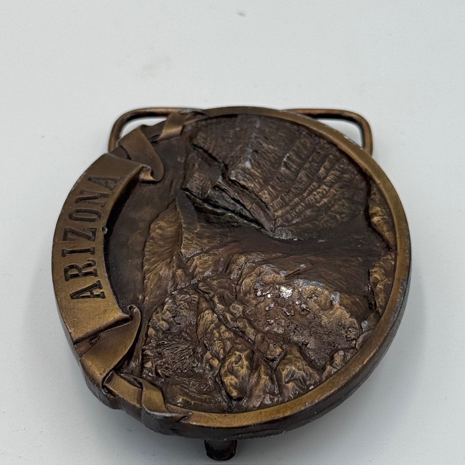 Vintage Arizona Grand Canyon Belt Buckle 3D Relief Western Brass Tone Oval