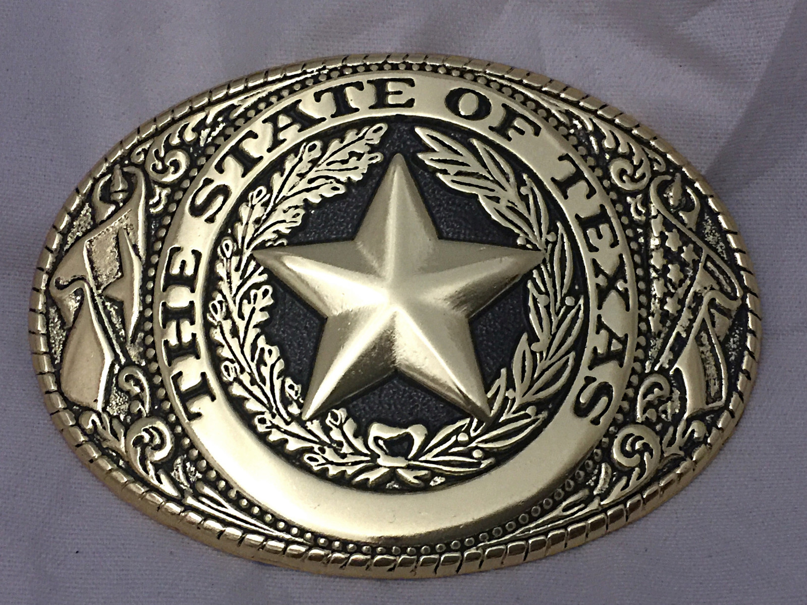 3 piece set Texas Seal Set: Belt Buckle, Bolo and Key Ring (Gold)