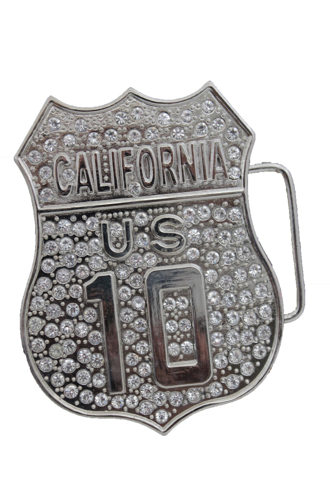 Men Silver Metal Motorcycle Fashion Belt Buckle California State US 10 Freeway