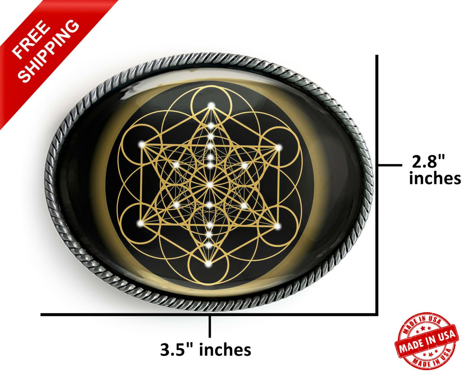 Metatron&rsquo;s Cube Belt Buckle – Sacred Geometry Esoteric Handmade Buckle – 39