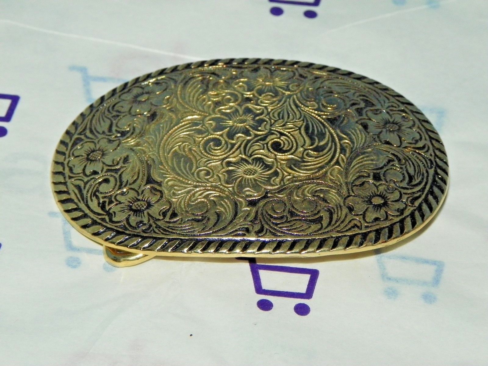 YOUTH WESTERN BELT BUCKLES METAL ONE GOLD TONE ONE SLIVER AND BLACK (2) L@@K