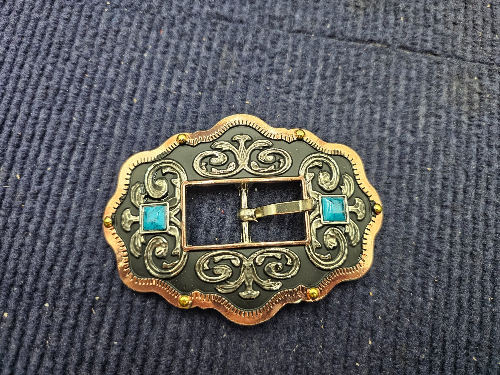 (QTY 5) TexHas Copper Buckle Western Sunset Copper Buckle 3/4&Prime; Belle&rsquo;s