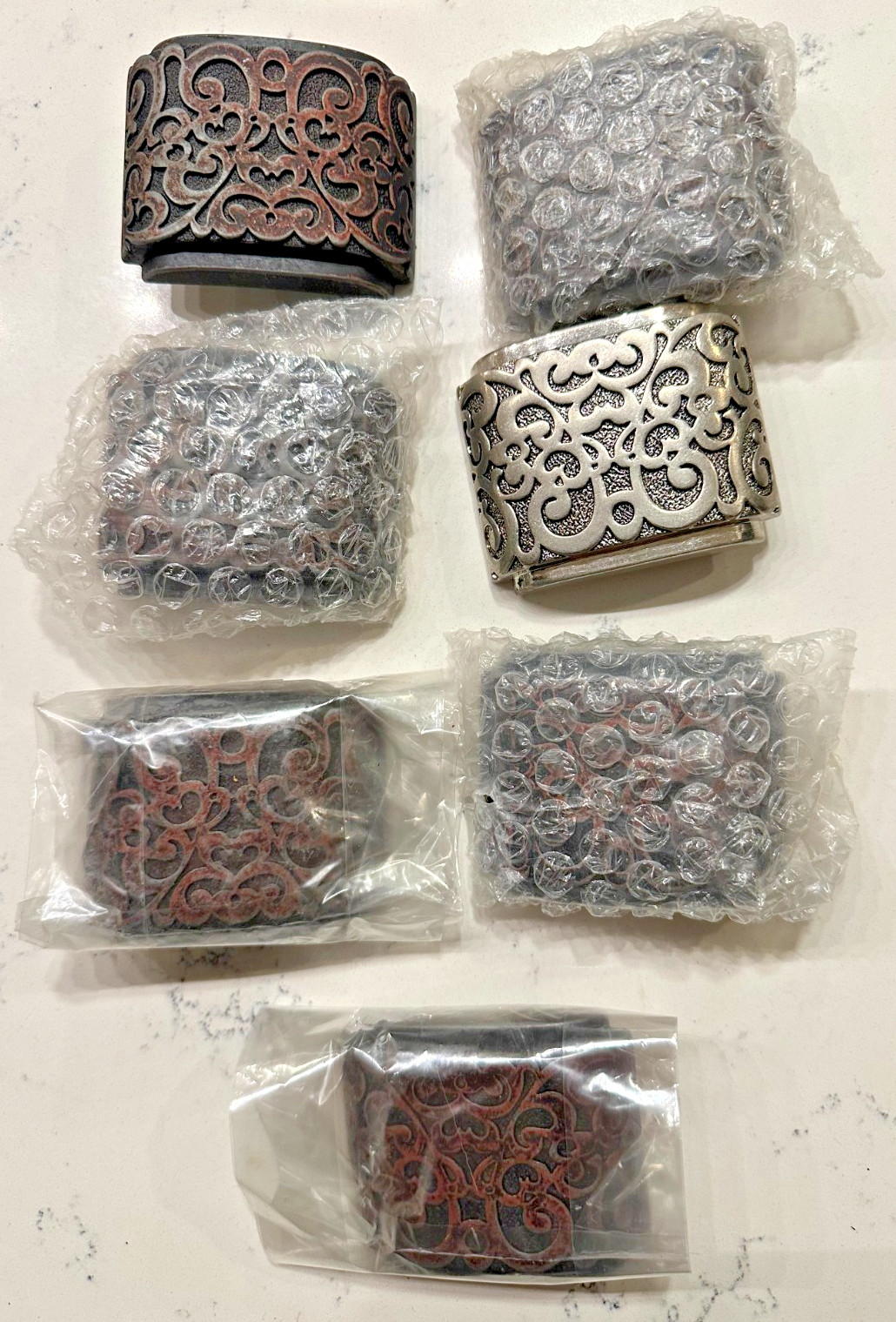LOT OF 7 Washed Up Hollywood 1.5&Prime; Fleur Heraldic WUH Belt Buckle, unused!