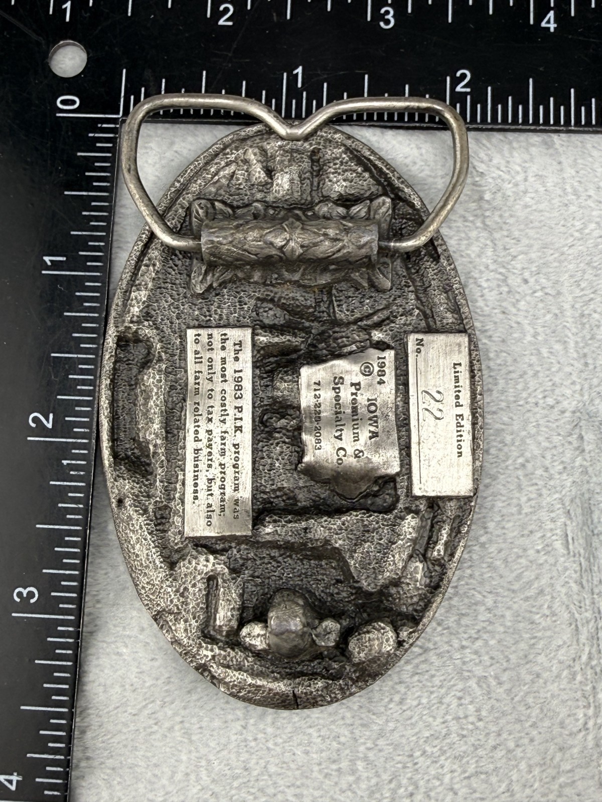 Vintage Ag Belt Buckle PIK 1984 Silver Tone