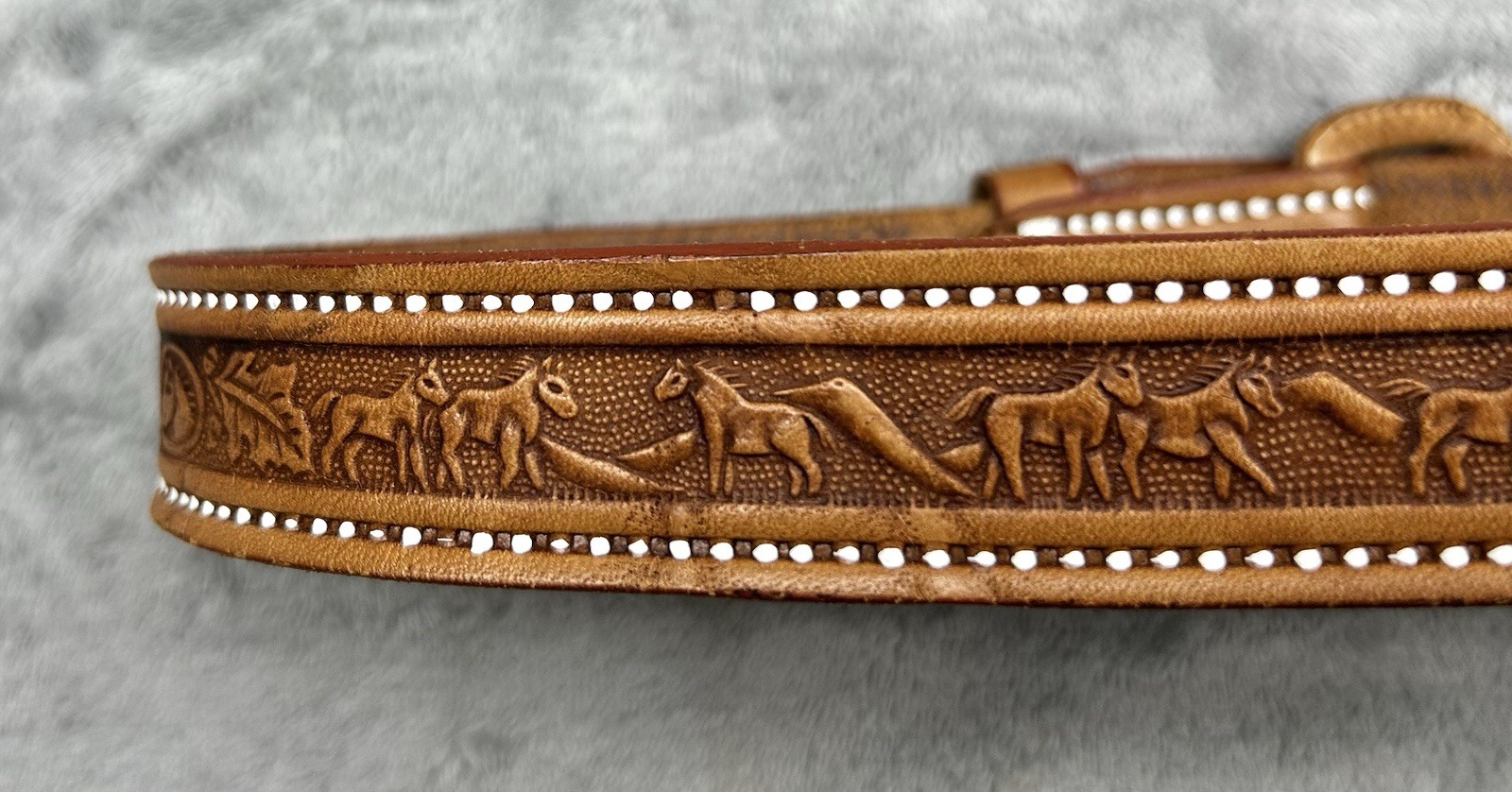 Vintage Brown Tooled Leather Belt Western Cowgirl Size 28