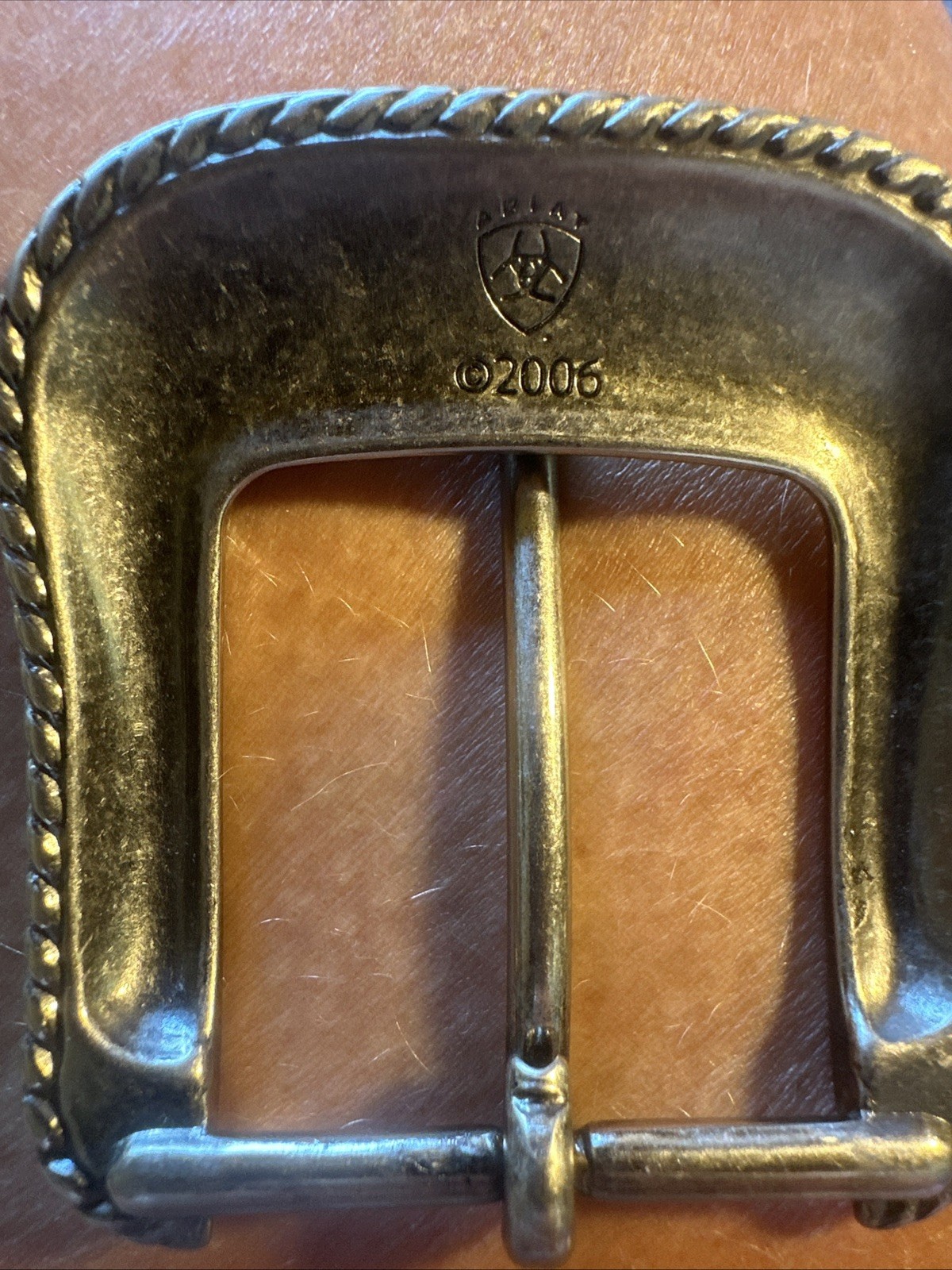 Vintage Ariat Western rope style Belt Buckle Silver Toned Rope Edge 2006