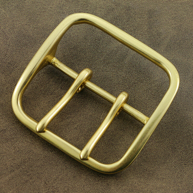 Solid Brass Double Prong Belt Buckle for 60mm Wide Leather Replacement Gold