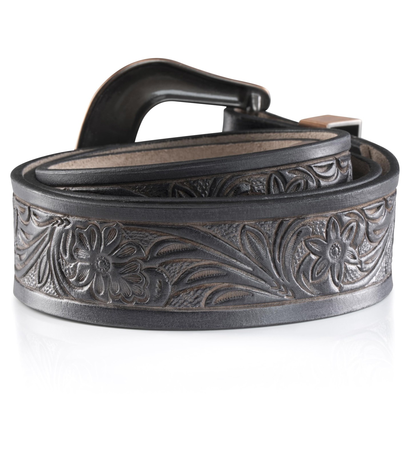 Angus Stoke western belt – Genuine buffalo 34&Prime;-36&Prime;, Black/Buckle Rose-gold