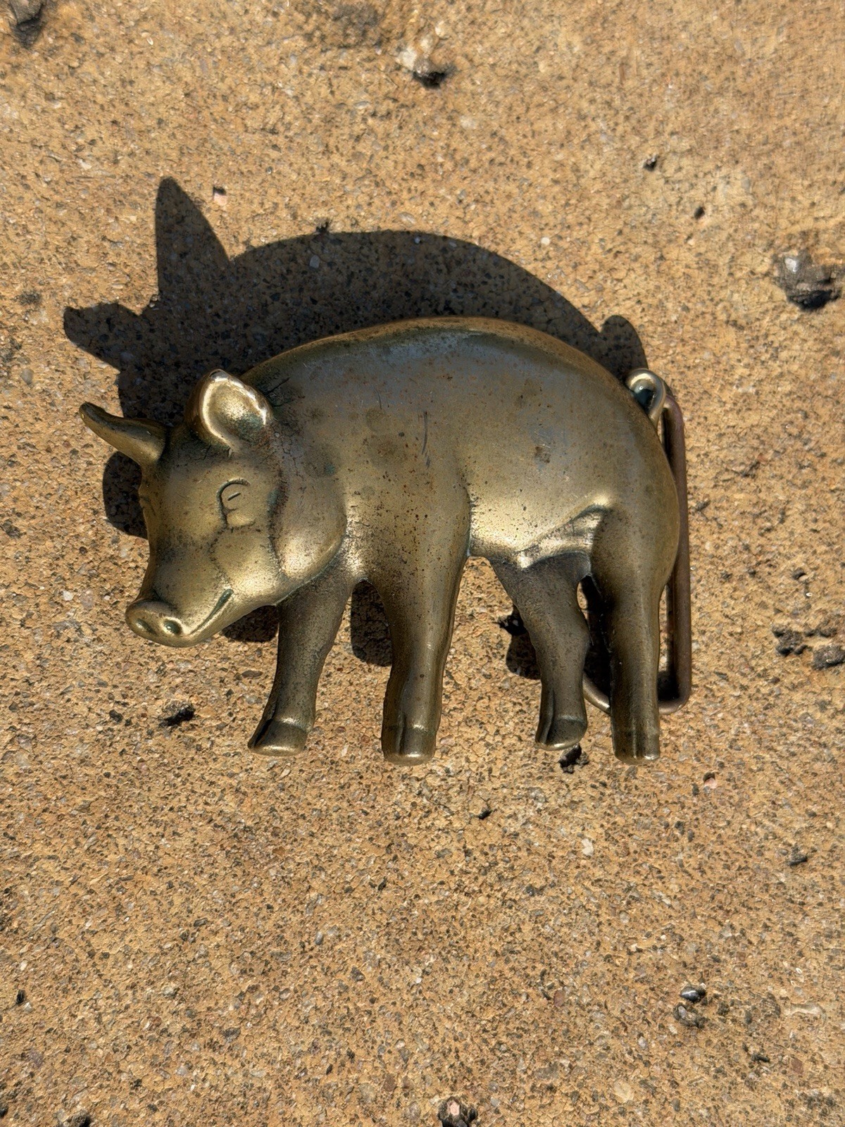 Vintage 1978 Baron Solid Brass Pig Swine Belt Buckle