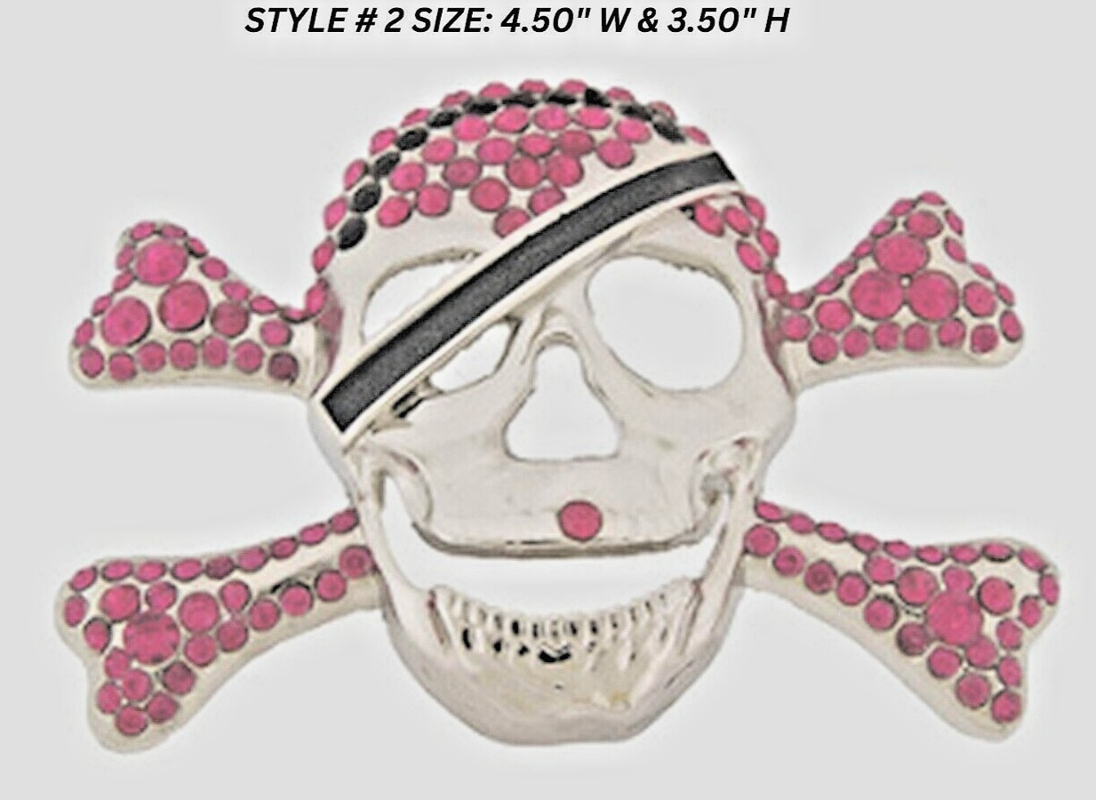 Skull Belt Buckles Crossbones Bandana Halloween Pirate Costume Bling Hot Pink