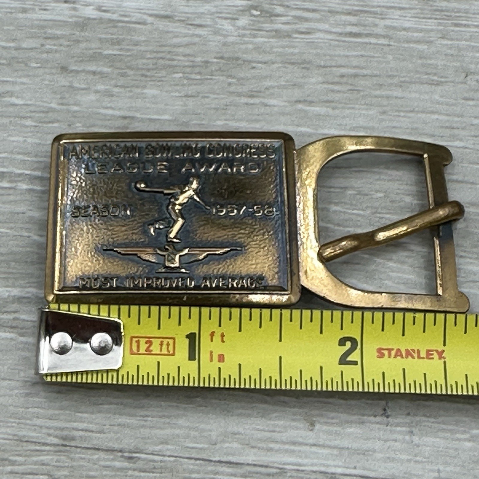 Vintage Belt Buckle American Bowling Congress Most Improved Award 1957-1958