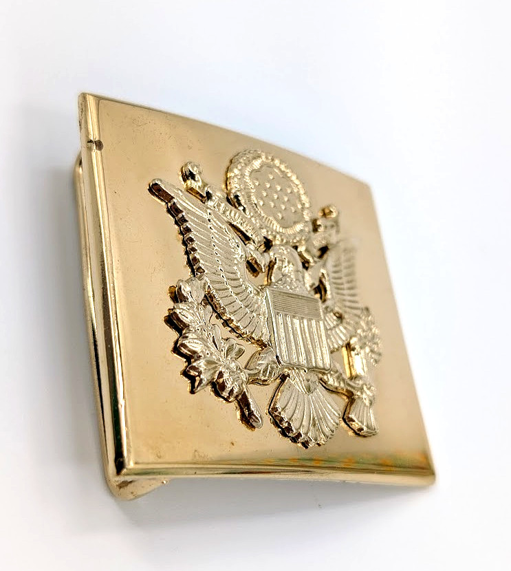 VTG Vanguard V-21 US Military Eagle Great Seal Belt Buckle Gold Tone Made in USA