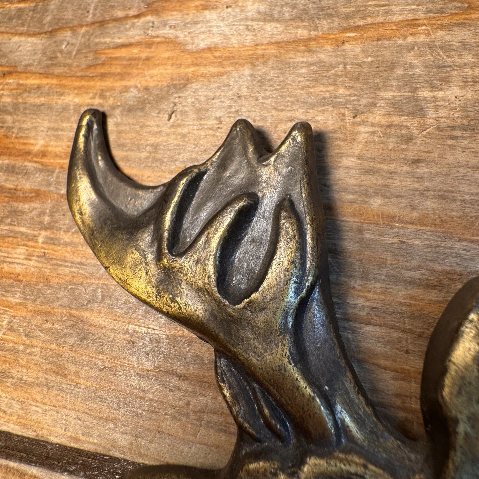 Vintage 1970’s Brass Moose Elk Head Wildlife Belt Buckle 4” #4047