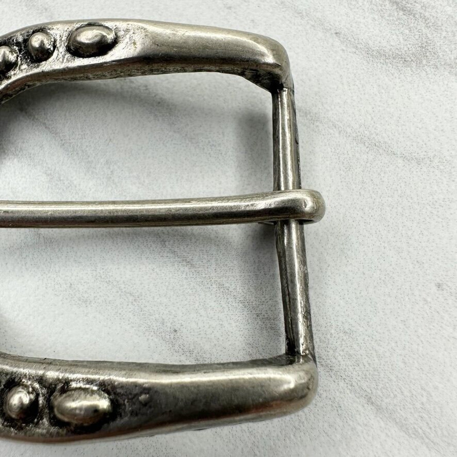 Studded Silver Tone Simple Basic Belt Buckle