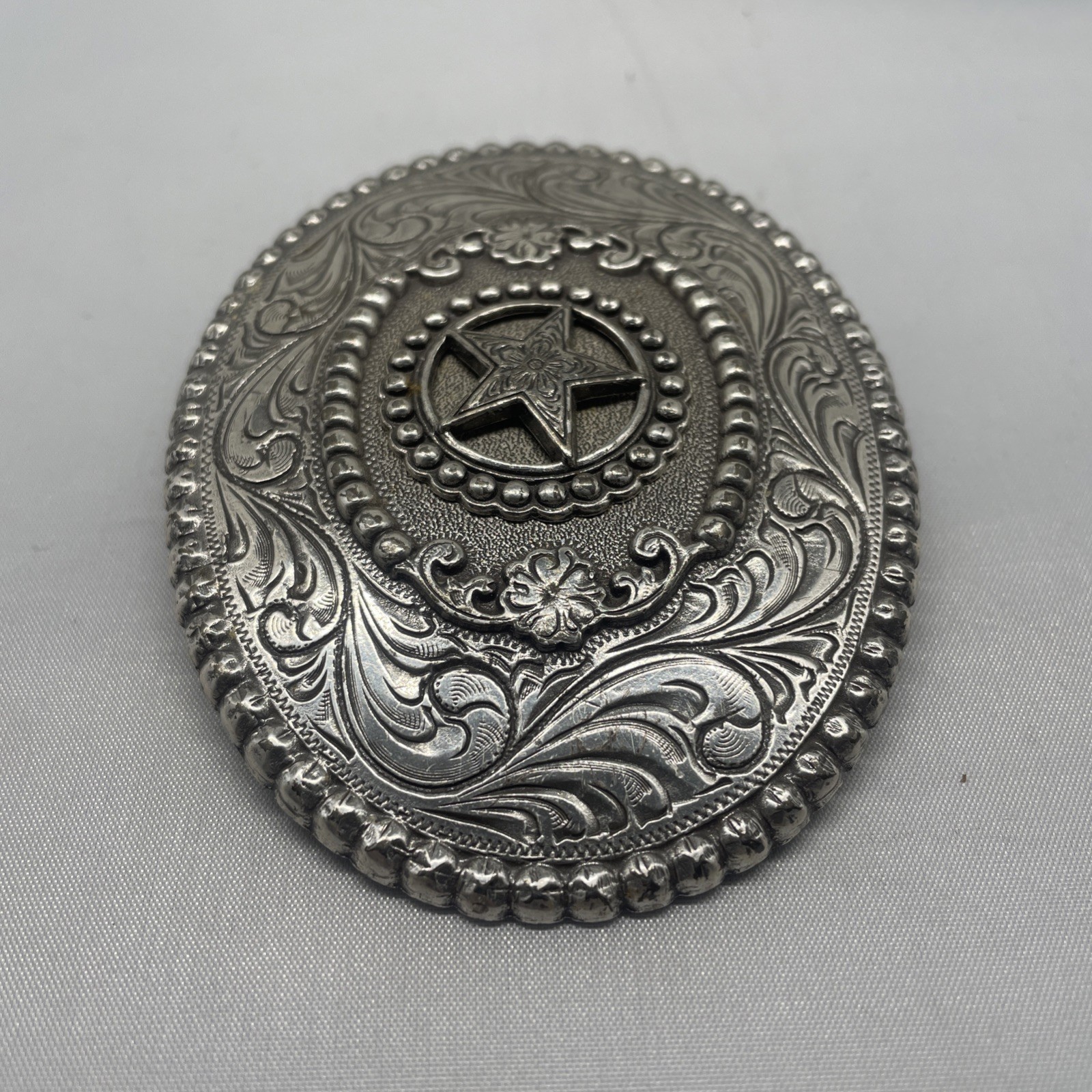 M&F Western Nocona Silver Star & Filigree Swirl Oval Belt Buckle