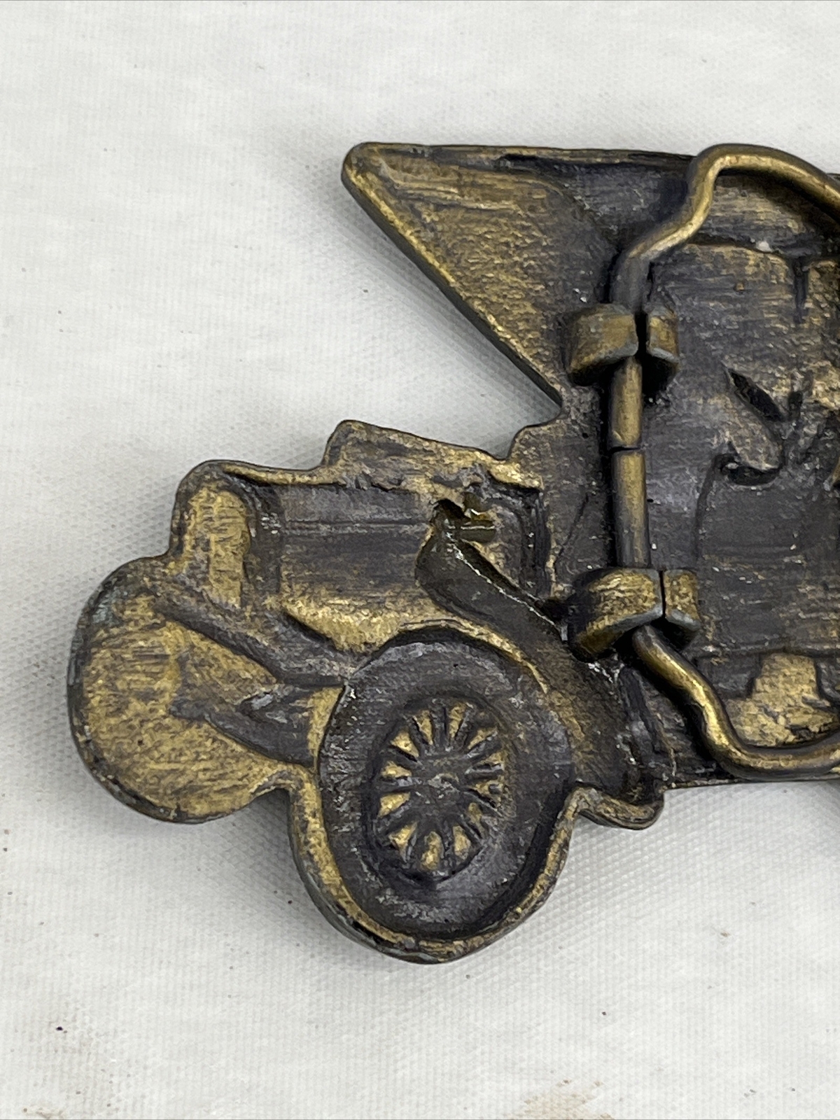VERY NICE Oldtime Automobile Antique Car Cord Model A Solid Brass Belt Buckle