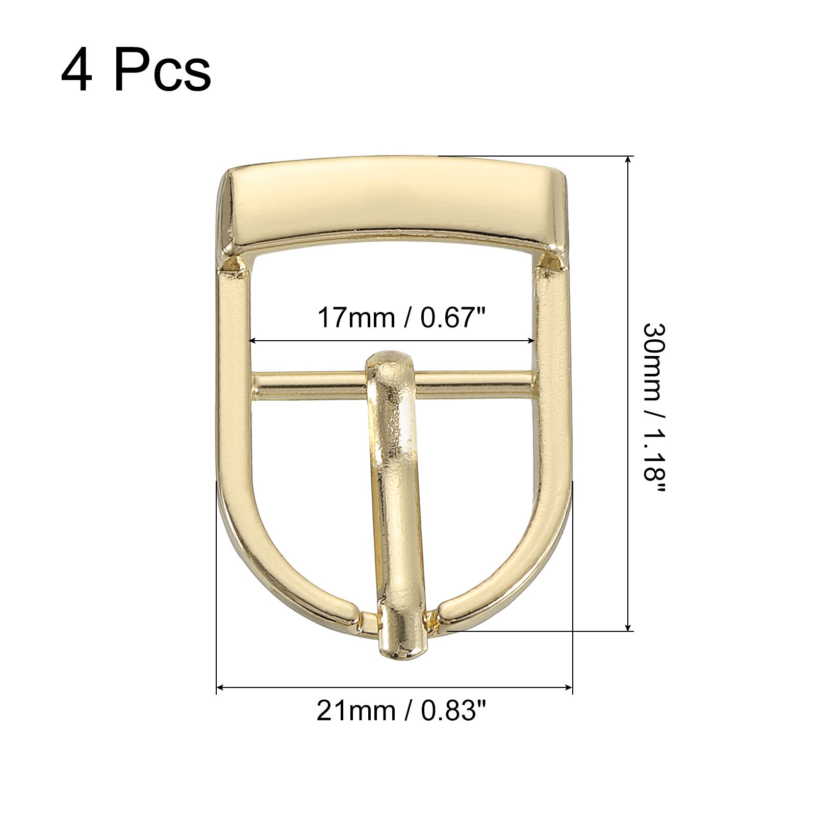 4Pcs 0.67&Prime; Single Prong Belt Buckle Oval Center Bar Buckles for Belt, Gold
