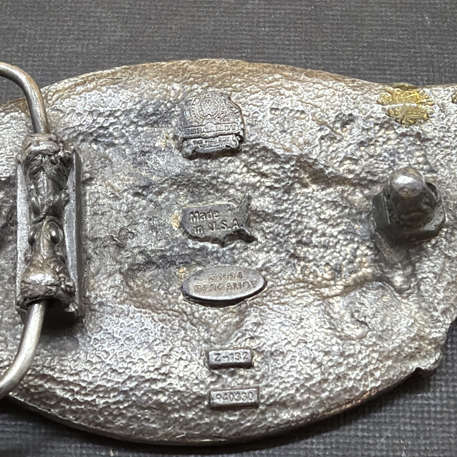 Rare 1994 Bergamot &lsquo;Genuine American Iron&rsquo; Motorcycle Belt Buckle-Enameled