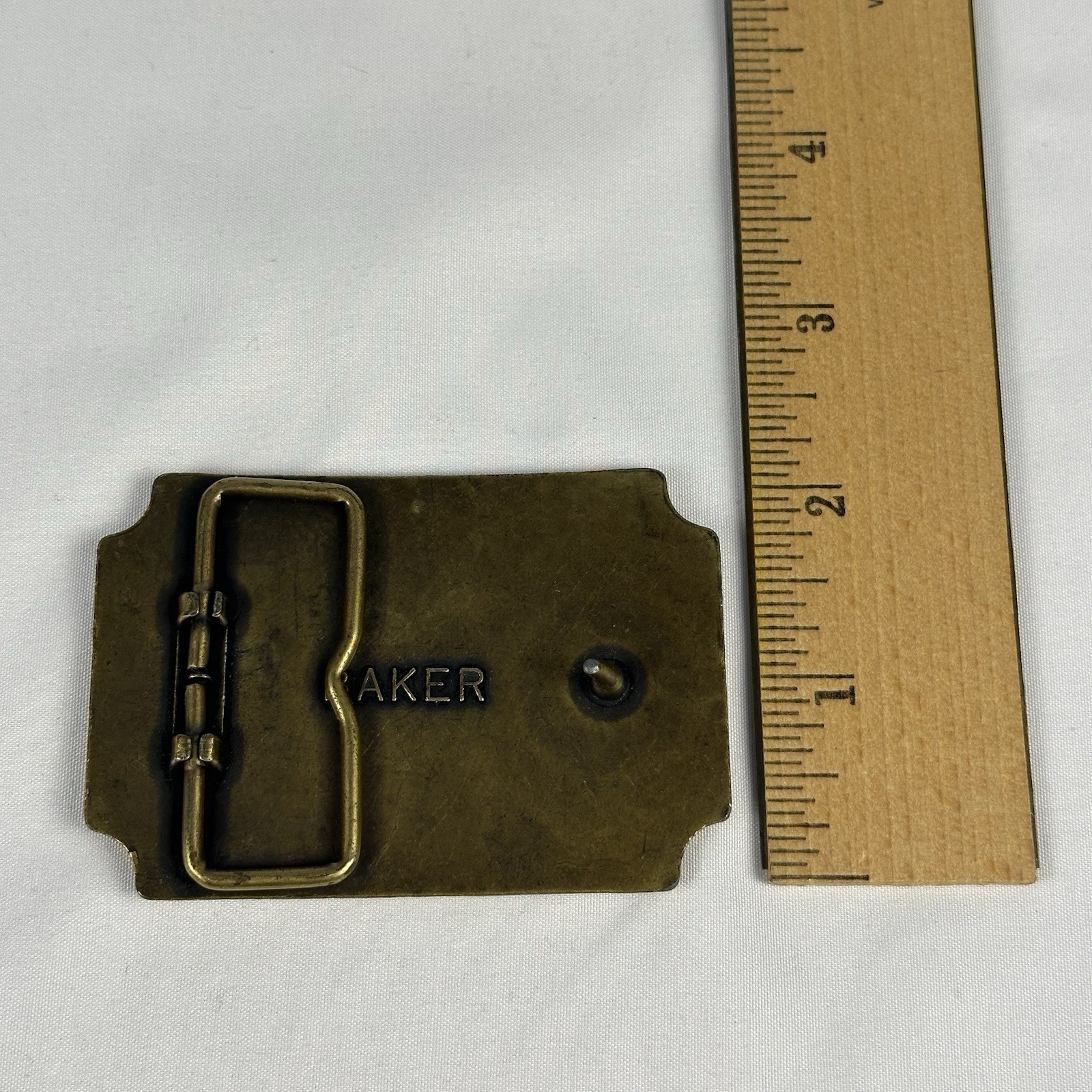 Vintage Rockwell Graphic Systems Newsliner Goss Belt Buckle Brass Industrial