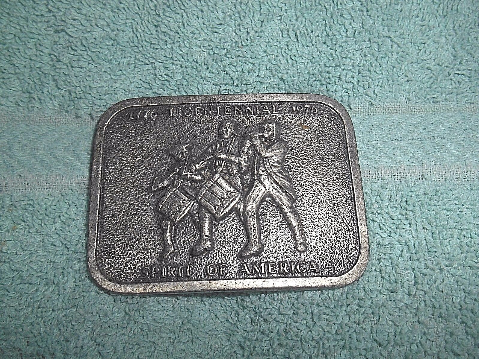VINTAGE BICENTENNIAL 1776-1976 SPIRIT OF AMERICA METAL BELT BUCKLE
