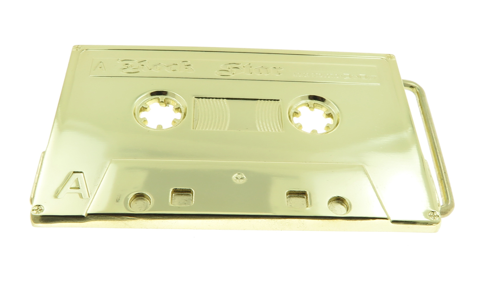 Rock Star Old School Cassette Tape Gold Plated Metal Belt Buckle