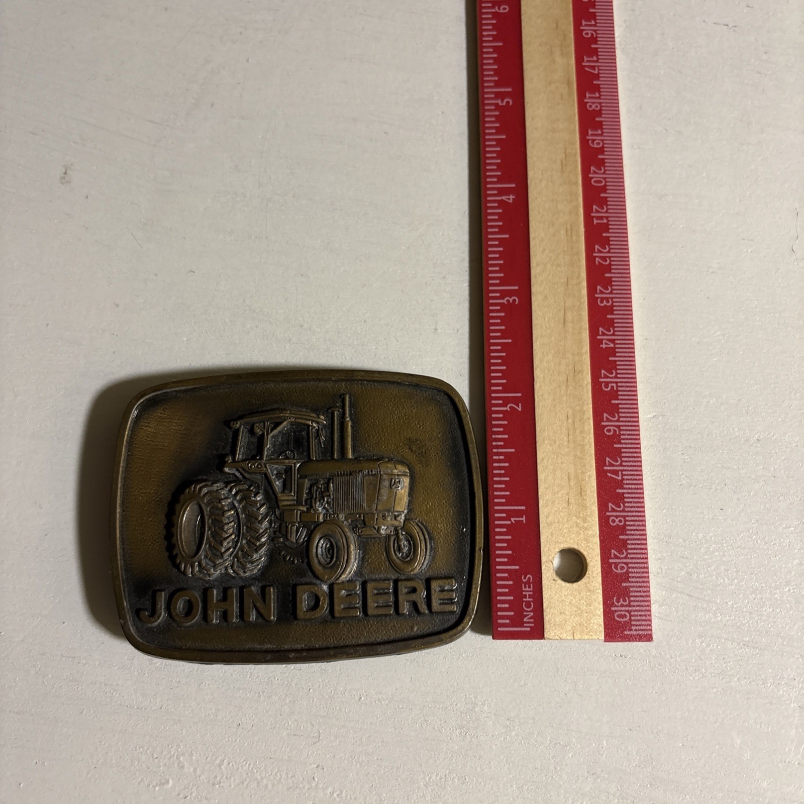 John Deere Tractor Logo Antique Bronze Metal Belt Buckle