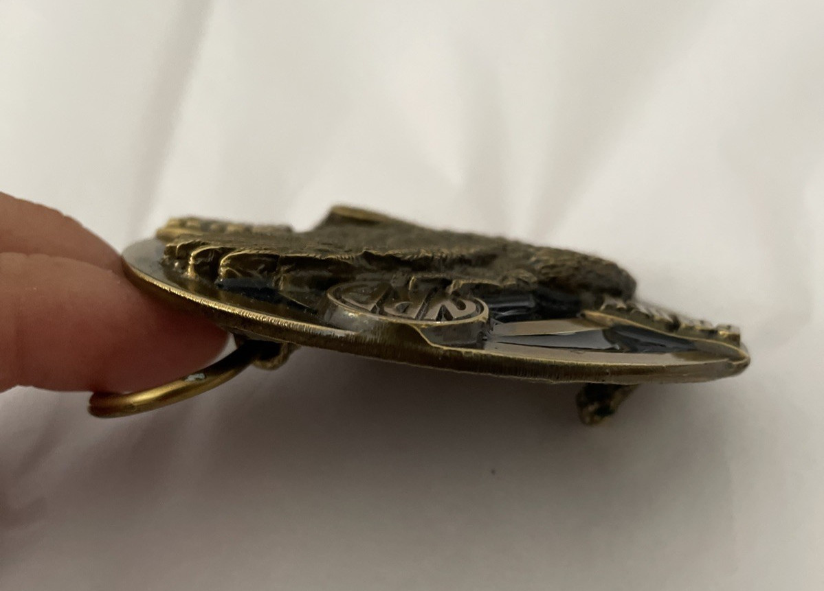 Vintage NRA Golden Eagles Embossed Gold/Black Heavy Belt Buckle Made in USA