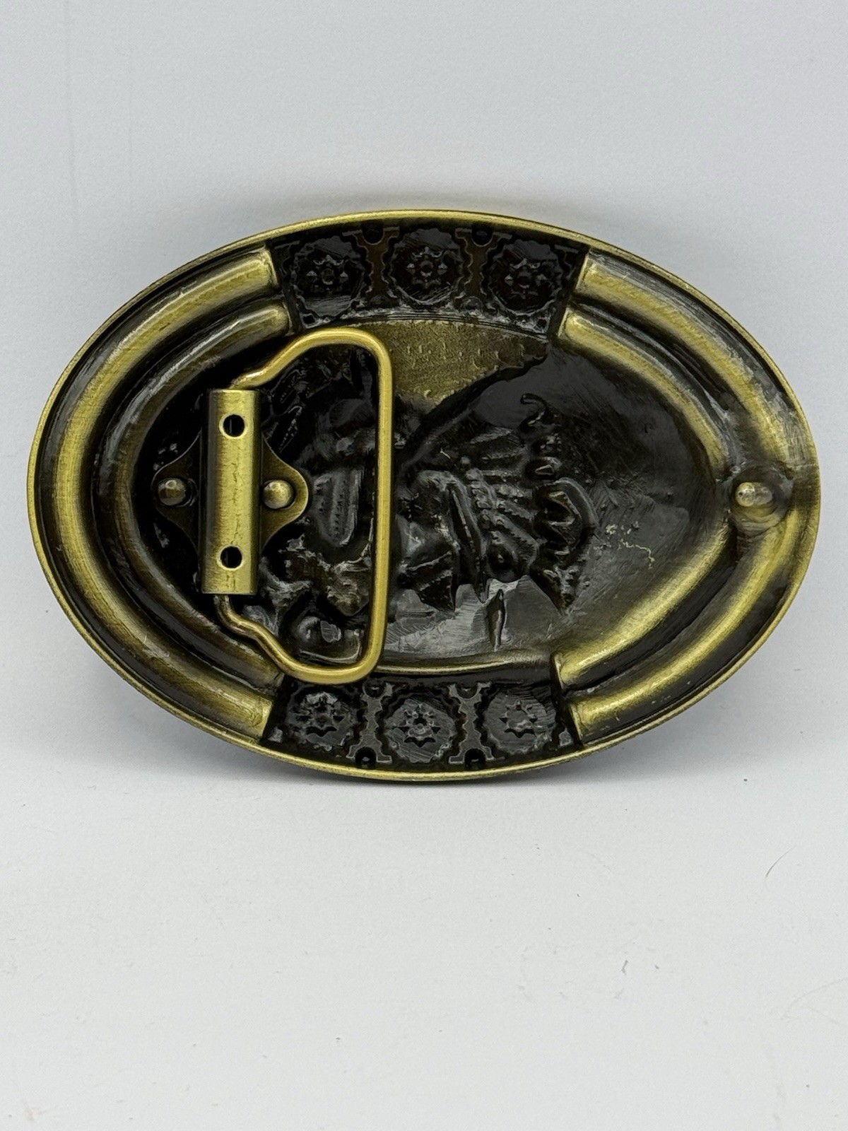 Brass Coloring Native American Buckle Western Cowboy Turquoise Stone Belt Buckle