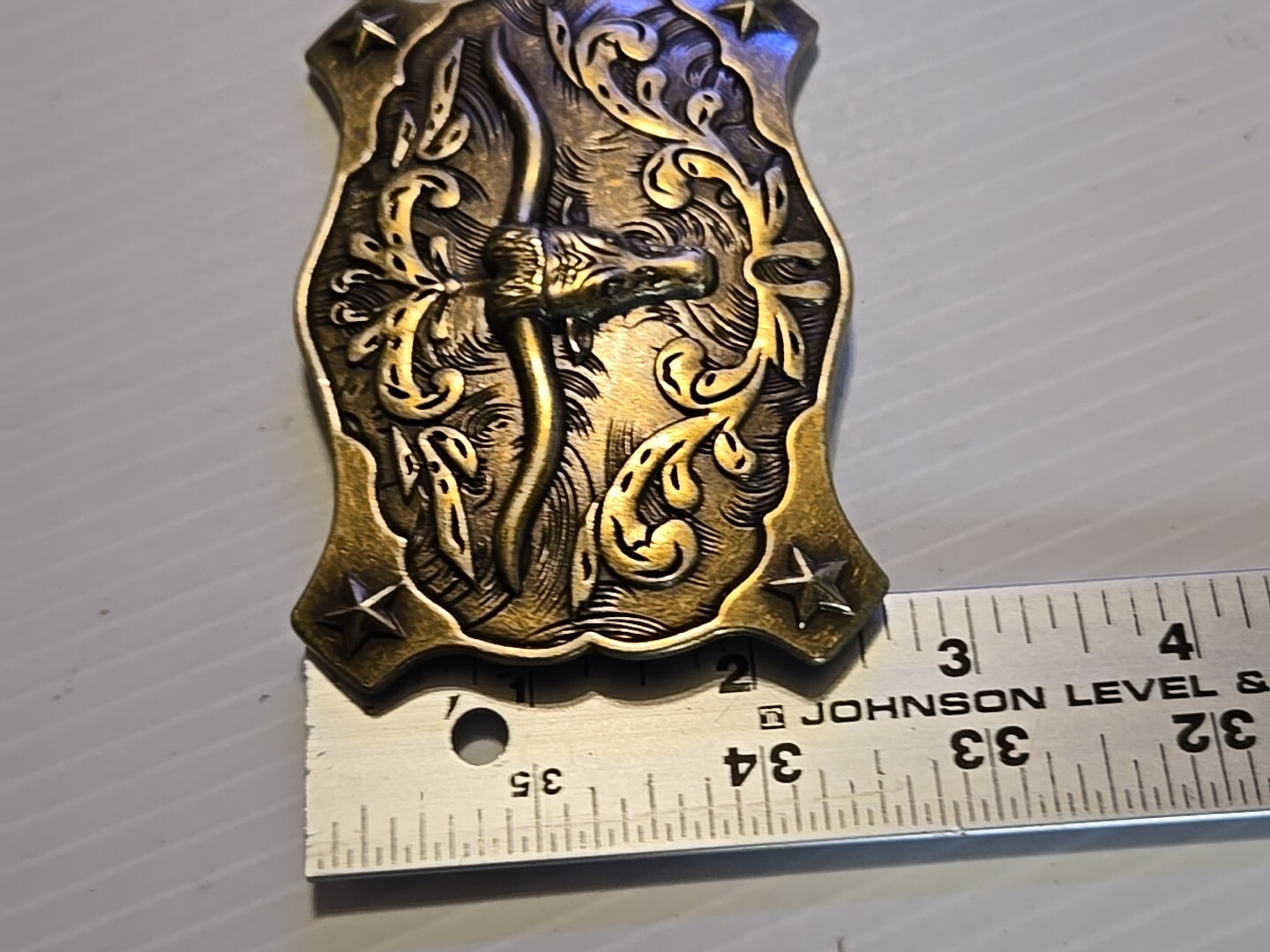 WESTERN LONGHORN BULL RODEO Metal Belt Buckle (BRASS LOOKING)