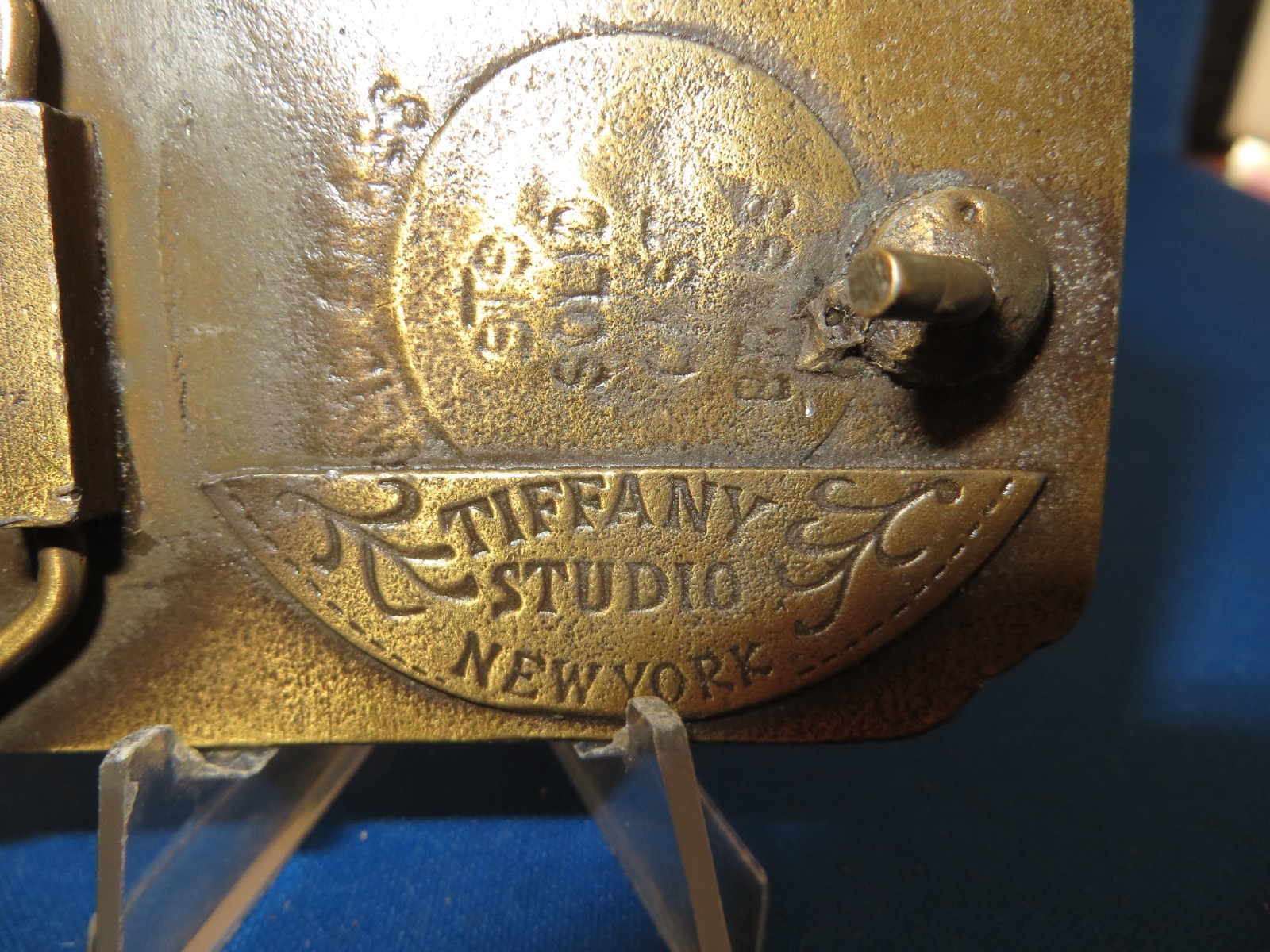 Vintage Reproduction Brass Tiffany Studio Steam Train Locomotive Belt Buckle