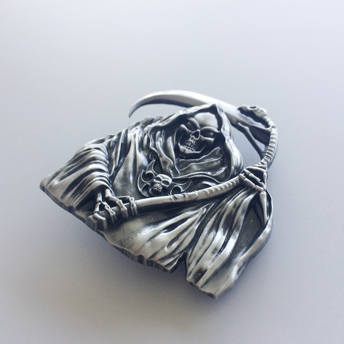 Belt Buckle for Men Antique Brushed Silver Grim Reaper Belt Buckle