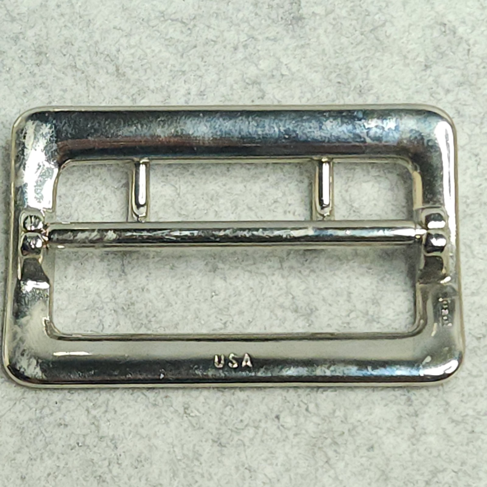 Sam Browne Belt Buckle Double Prong USA Heavy Duty 1.75 Inch Silver Tone