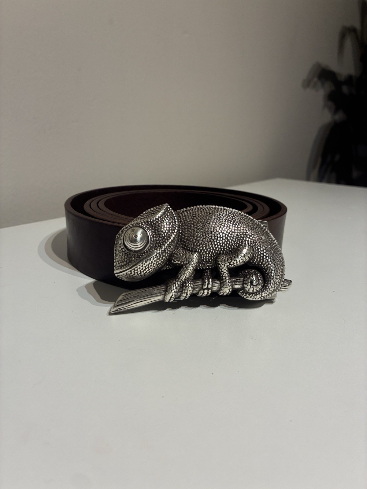 Chameleons Belt Buckle – Artistic Silver Finish