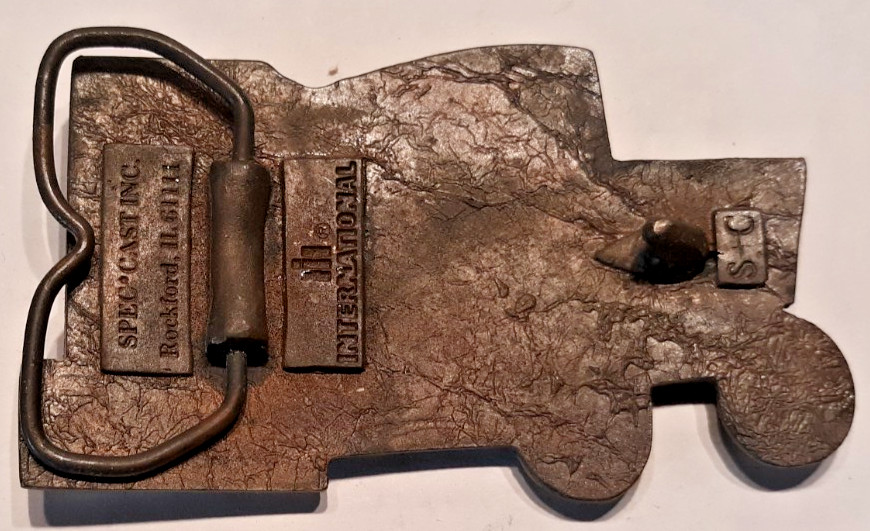 belt buckle International Harvester New Number 1 Spec Cast silver 4&Prime; long brass