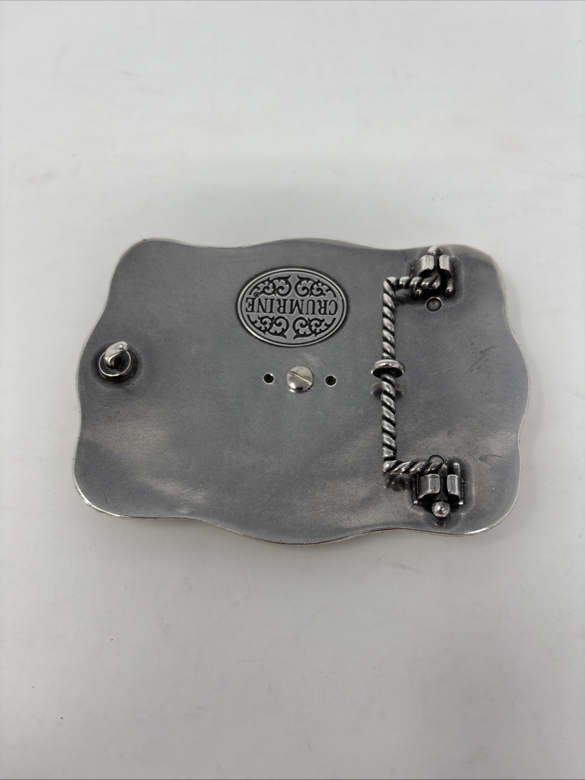 Crumrine Western Rectangle LONGHORN SKULL Belt Buckle.