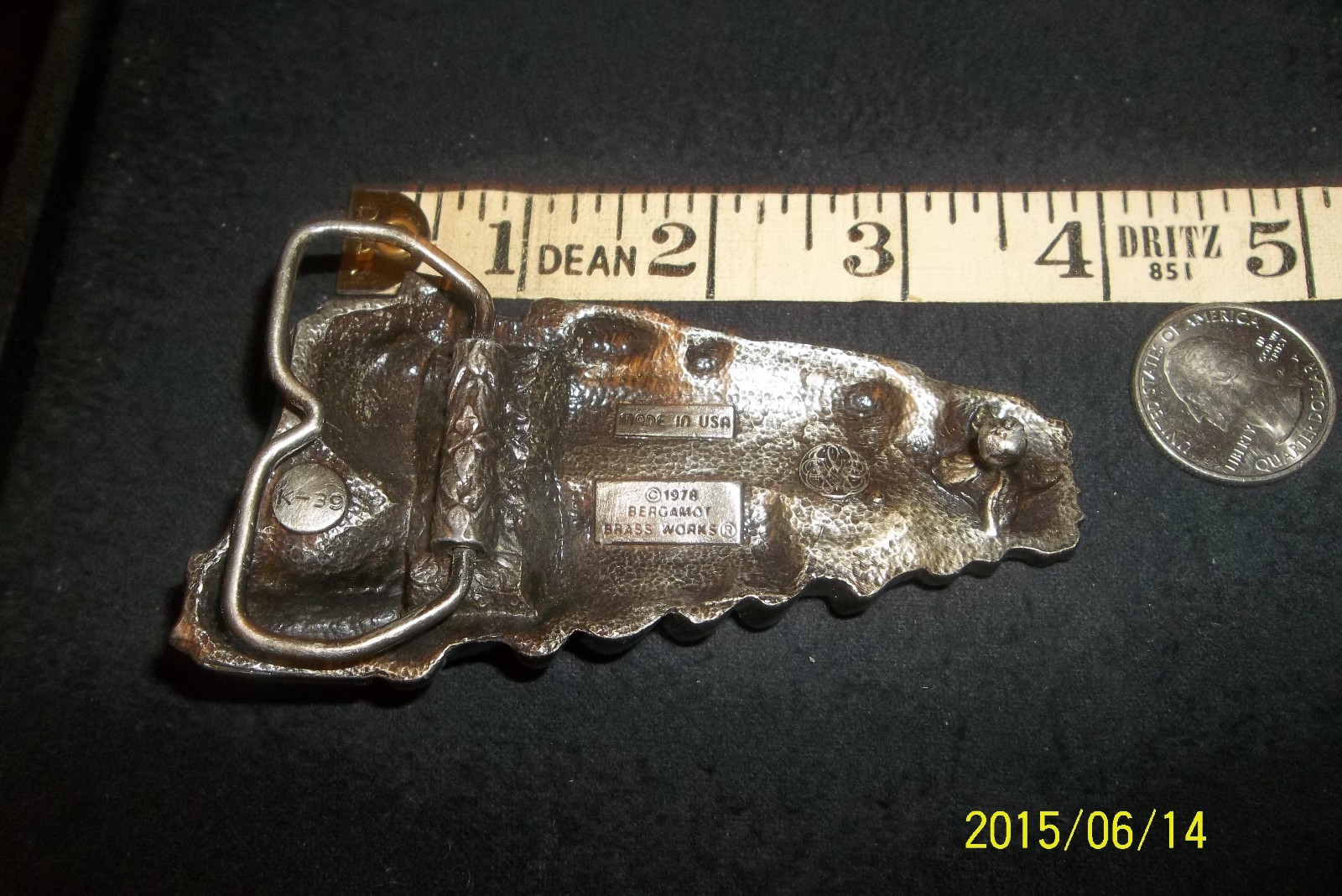 Bergamot Train Belt Buckle ! 1978 brass works 1002