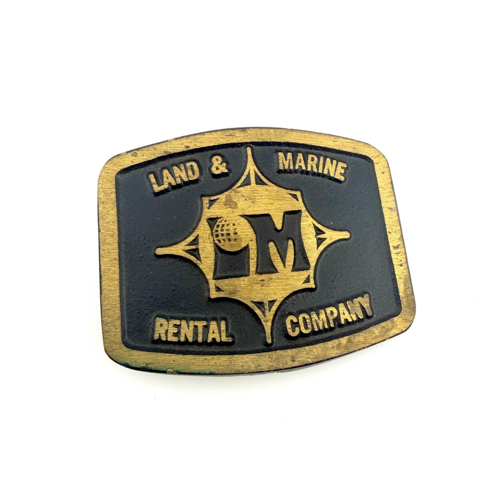 Vintage Land And Marine Rental Company Belt Buckle Provo Utah UT Mens Man 1970s