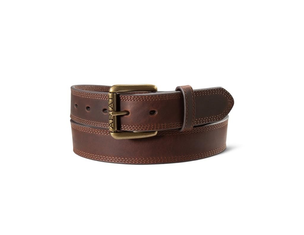 ARIAT Men&rsquo;s Brown Work Belt with Triple Stitch and Roller Buckle, 34 34,