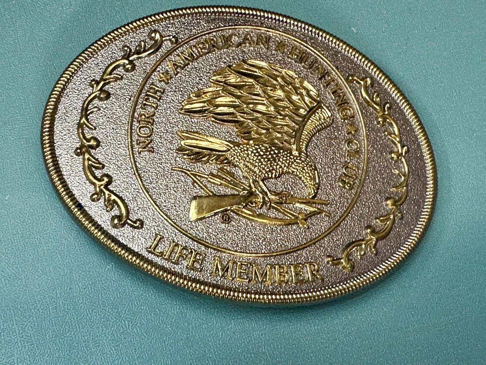 North American Hunting Club Belt Buckle Of Life Member Eagle Rifle Emblem
