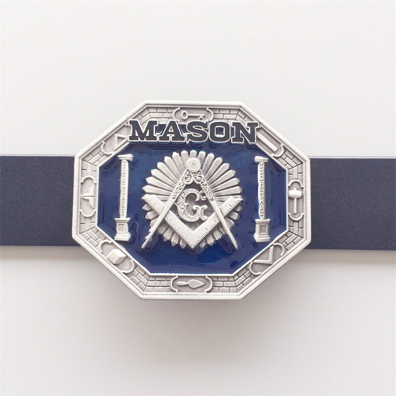 Antique Silver Enamel Mason Belt Buckle Gurtelschnalle Stock in US