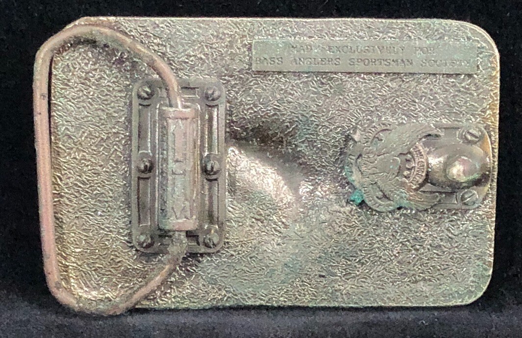 BASS B.A.S.S. Anglers Big Mouth 1988 Brass Commemorative Fishing Belt Buckle