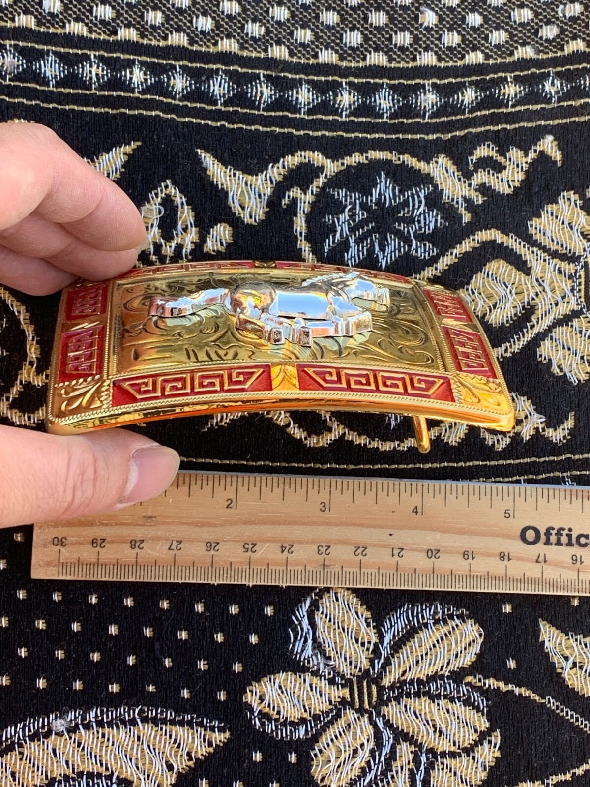 Western Buckle Gold Silver Red Black Horse Cowboy Buckle 2 » Hebillas Vaqueras